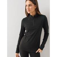 The Very Collection Womens Fleece Lined Half Zip Long Sleeve Top - Black