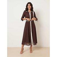 Style Cheat Tipped Daphne Dress - Brown