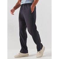 Boss Regular-Fit Jersey Trousers With Jacquard Tape - Dark Blue