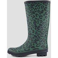 The Very Collection Leopard Print Wellington Boots - Green &
