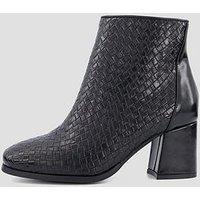 The Very Collection Wide Fit Woven Block Heel Ankle Boots - Black