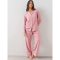 The Very Collection Soft Touch Jersey Revere Pyjama Set - Pink