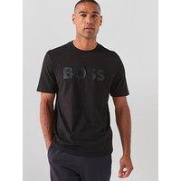 Boss Ts_Structure Logo Tonal Rubber Logo T-Shirt - Black