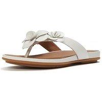 Fitflop Gracie Flower Leather Flip Flops - White