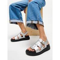 Fitflop Gen-Ff Tumbled-Leather Fisherman Sandals - Silver