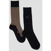 Boss Bodywear 2 Pack Stripe Bamboo Crew Socks - Black