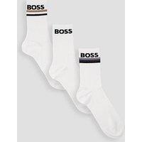 Boss Bodywear 3 Pack Piquet Stripe Sports Crew Socks - White