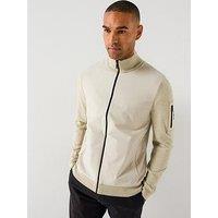 Boss Men'S Kn Momentum X Knitted Hybrid Jacket - Off White
