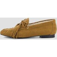 The Very Collection Womens Real Suede Tassel Cosy Lined Moccasins - Tan