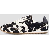 The Very Collection Womens Cow Print Real Leather Trainers - Cream