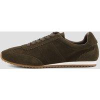 The Very Collection Womens Low Profile Real Suede Lace-Up Trainer - Khaki