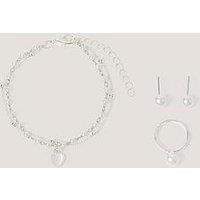 Monsoon Girls Pretty Bridesmaid Jewellery Set - Silver
