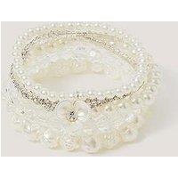 Monsoon Girls 6 Pack Flower Bracelets - Light Cream