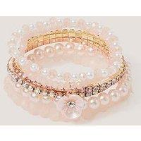 Monsoon Girls 6 Pack Flower Bracelets - Pink