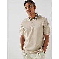 Boss Pe_Barb Botanical Collar Polo Shirt - Light Beige