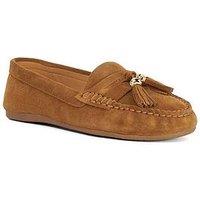 Dune London Wide Fit Geen Suede Tassel Trim Loafers - Brown
