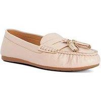 Dune London Wide Fit Geen Leather Tassel Trim Loafers - Pink