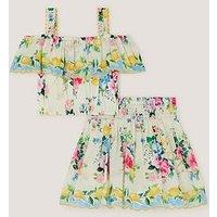 Monsoon Girls Lemon Amalfi Rose Skort Set - White