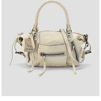 Free People Womens Emerson Zip-Top Leather Tote Bag - White
