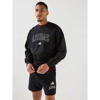 Adidas Sportswear Mens College Fleece Crew Sweat - Black