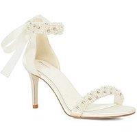 Dune London Moonstruck Wide Fit Bridal Ankle Tie Stiletto Heel Sandals - Cream