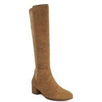 Dune London Tayla Suede Stretch Knee High Boots - Tan