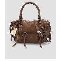 Free People Womens Emerson Zip Top Detachable Strap Tote Bag - Brown