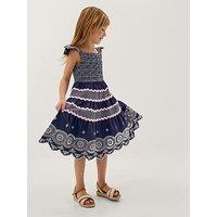 Monsoon Girls Shirred Jersey Dress - Navy