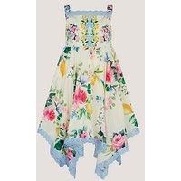 Monsoon Girls Lemon Amalfi Rose Dress - White