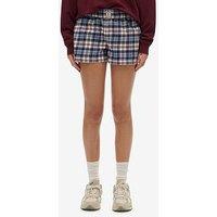 Superdry Cotton Check Elastic Shorts - Blue
