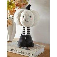 Smart Autumn Smiley Standing Pumpkin Halloween Decoration - Cream