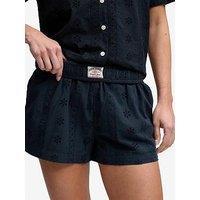 Superdry Cotton Broderie Beach Shorts - Navy