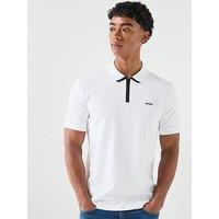 Hugo Dalomino Zip Neck Regular Fit Polo Shirt - White