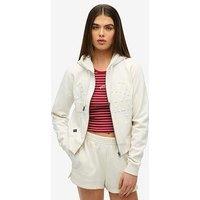Superdry Athletic Tonal Crop Zip-Up Hoodie - Cream