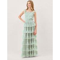 Monsoon Girls Faith Tulle Ruffle Maxi Dress - Light Green
