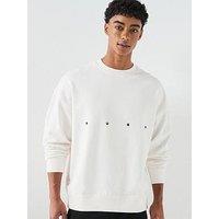 Hugo Darislong Birds Back Print Oversized Crew Sweatshirt - Off White