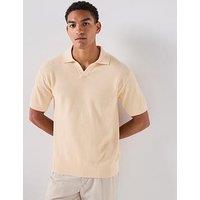 Boss Kocello Open Collar Knitted Polo Shirt - Orange