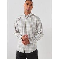Boss Button Down Regular Fit Check Shirt - White