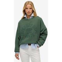 Superdry Athletic Tonal Applique Crew Sweatshirt - Green