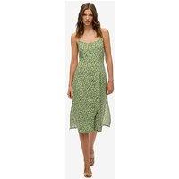 Superdry Print Button Cami Midi Dress - Green
