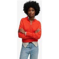 Superdry Classic Cotton Knit Half Zip Jumper - Orange