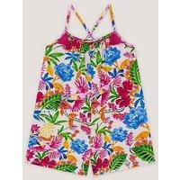 Monsoon Girls Tropical Jersey Playsuit - Multi