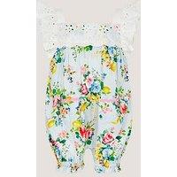 Monsoon Baby Girls Floral Broderie Romper - Blue