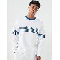 Hugo Demso Stripe Detail Crew Sweatshirt - White