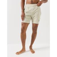 Hugo Mens Cotton-Stretch Textured Sleeve Lounge T-Shirt - Beige