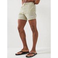 Hugo Swim Shorts With Contrast Logo Print - Light Beige