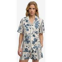 Superdry Beach Printed Short Sleeve Shirt - Cream
