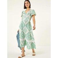 Roman Lace Detail V-Neck Midi Dress