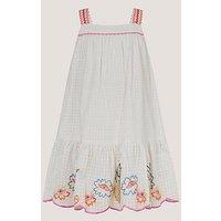 Monsoon Girls Embroidered Pineapple Swing Dress - White