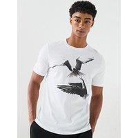 Hugo Dirunn Large Birds Graphic T-Shirt - White